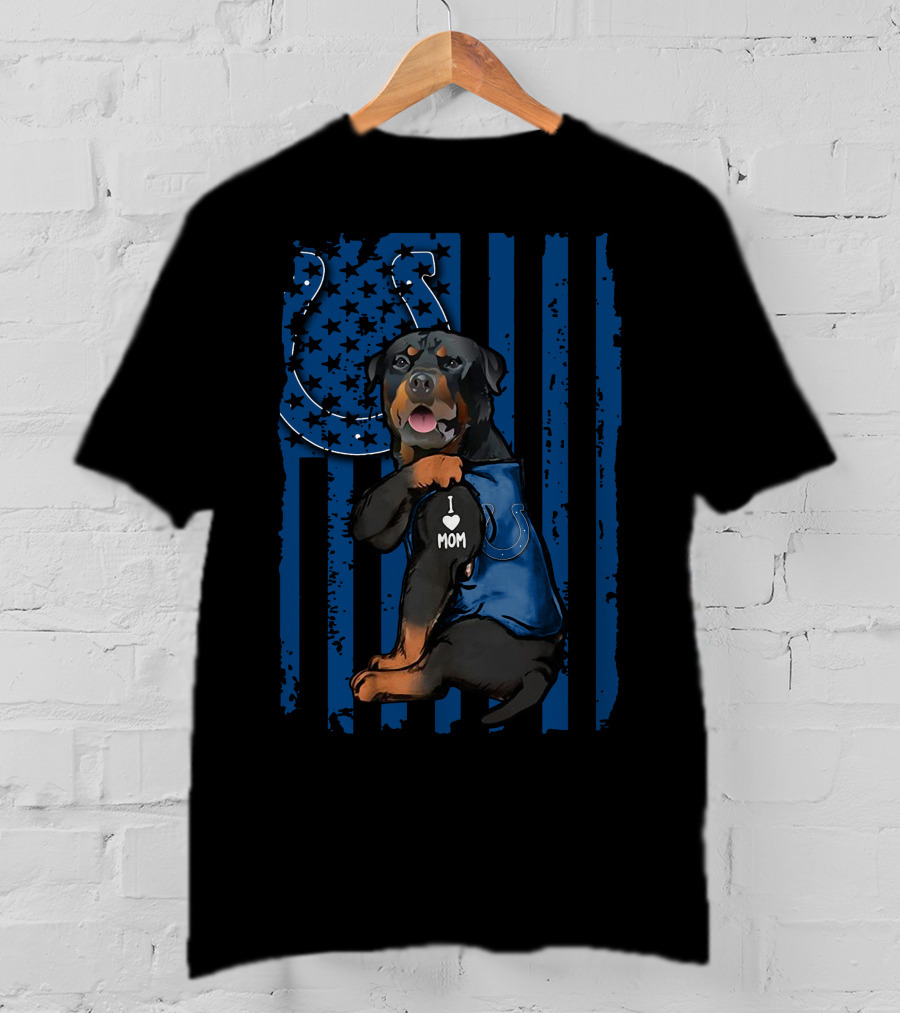 Indianapolis Colts Rottweiler I Love Mom T-Shirt