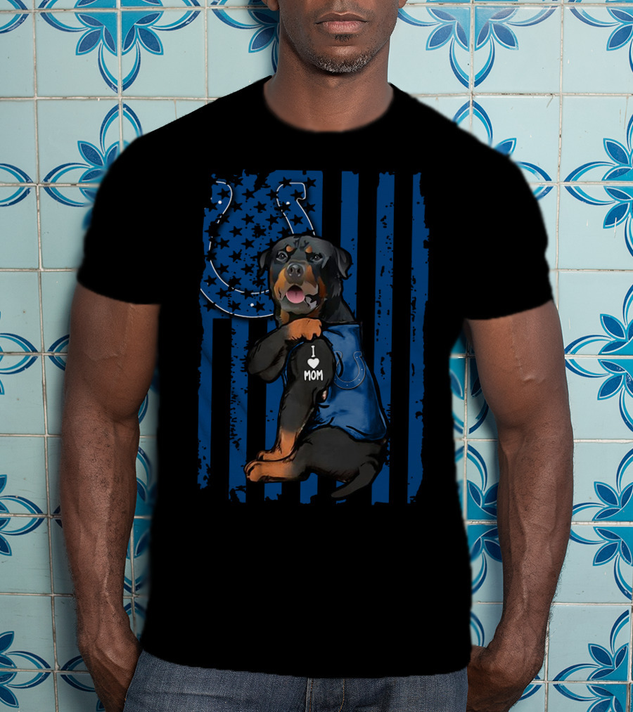 Indianapolis Colts Rottweiler I Love Mom T-Shirt