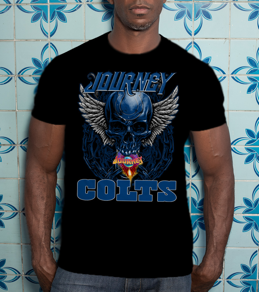Journey Colts Skull Wings Chain Flame T-Shirt