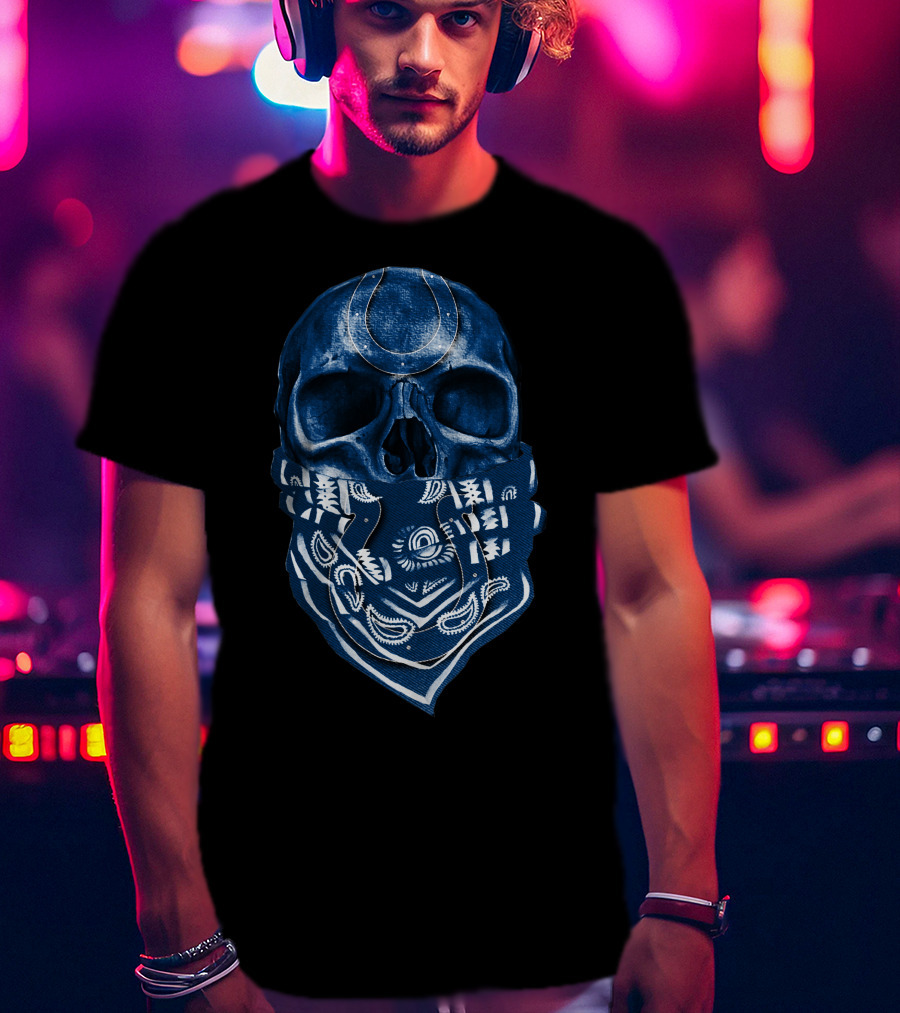 Indianapolis Colts Skull Bandana T-Shirt