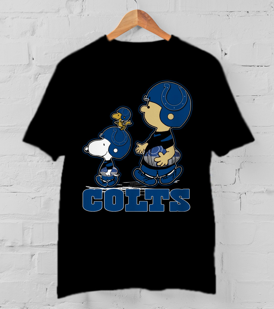 Peanuts Characters Wearing Indianapolis Colts Football Helmets Colts T-Shirt