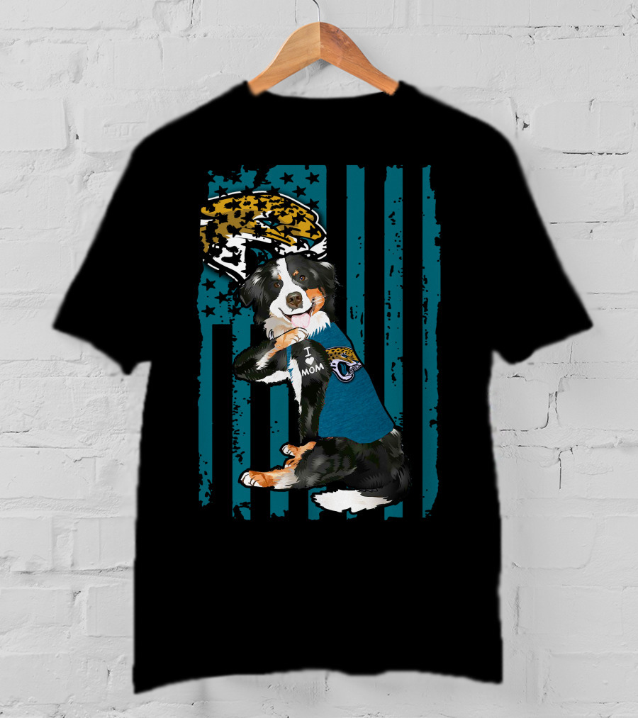 Border Collie I Mom Jacksonville Jaguars Flag T-Shirt