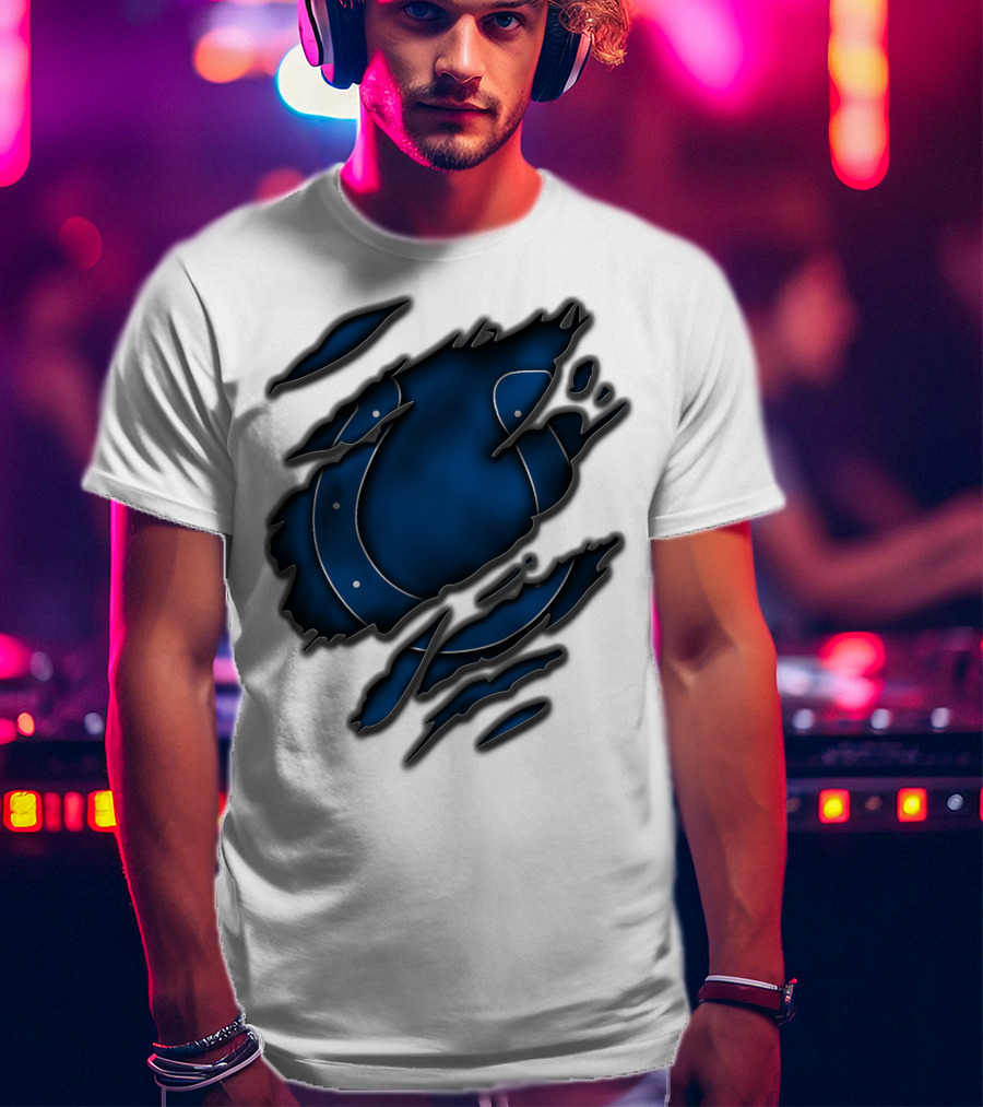 Torn Blue Horseshoe Indianapolis Colts T-Shirt