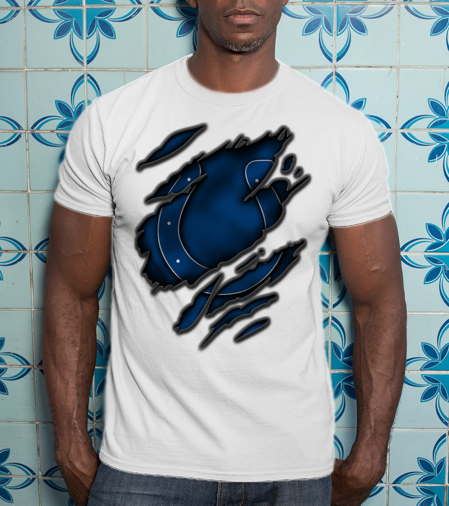 Torn Blue Horseshoe Indianapolis Colts T-Shirt