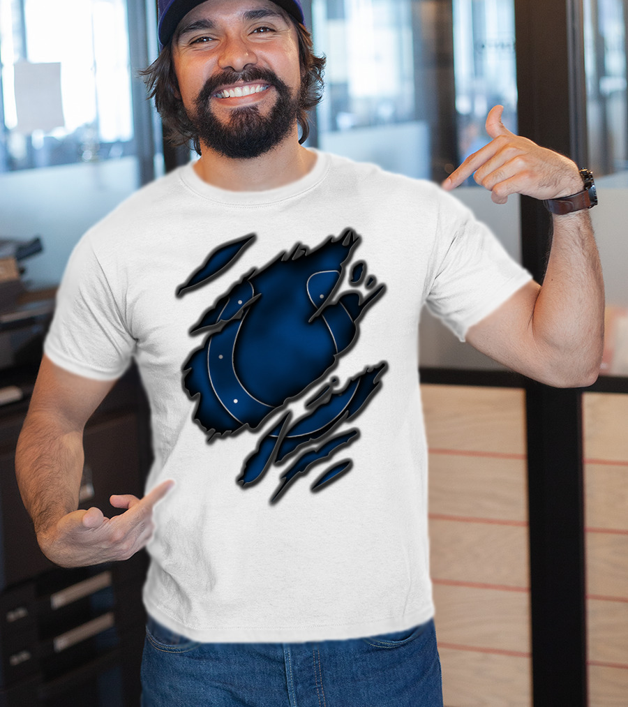 Torn Blue Horseshoe Indianapolis Colts T-Shirt