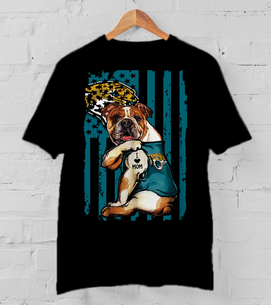 Bulldog I Love Mom Jacksonville Jaguars T-Shirt