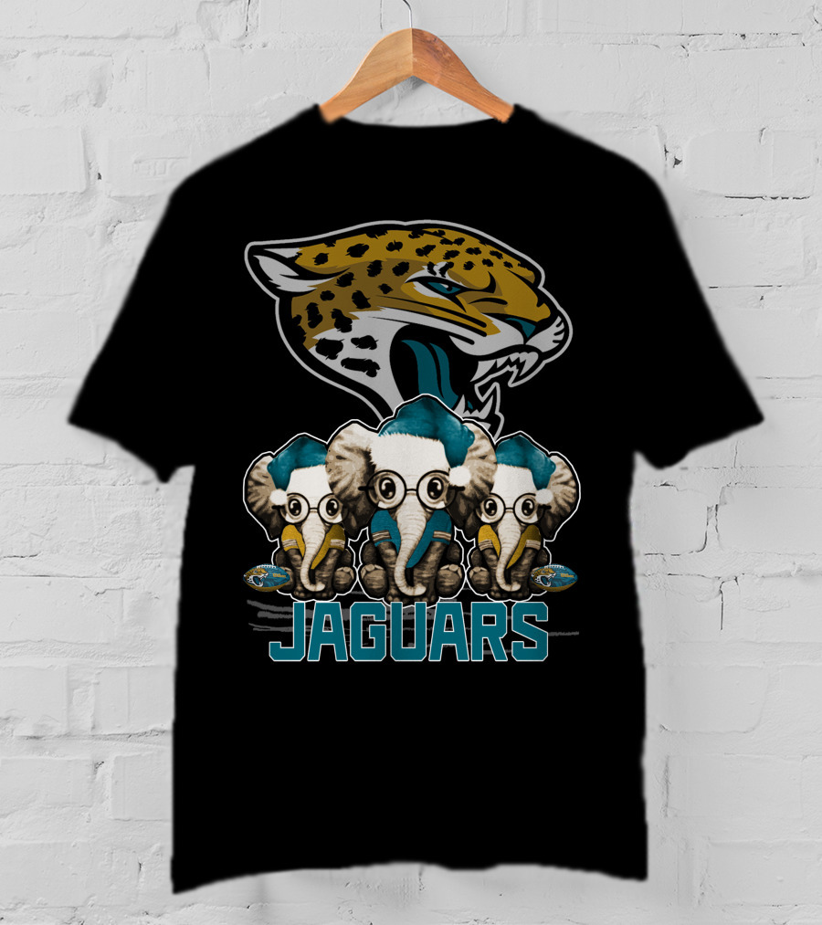 Jaguars Elephant Trio Xmas Jacksonville Jaguars T-Shirt