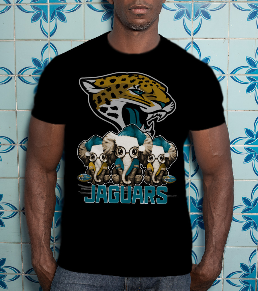 Jaguars Elephant Trio Xmas Jacksonville Jaguars T-Shirt
