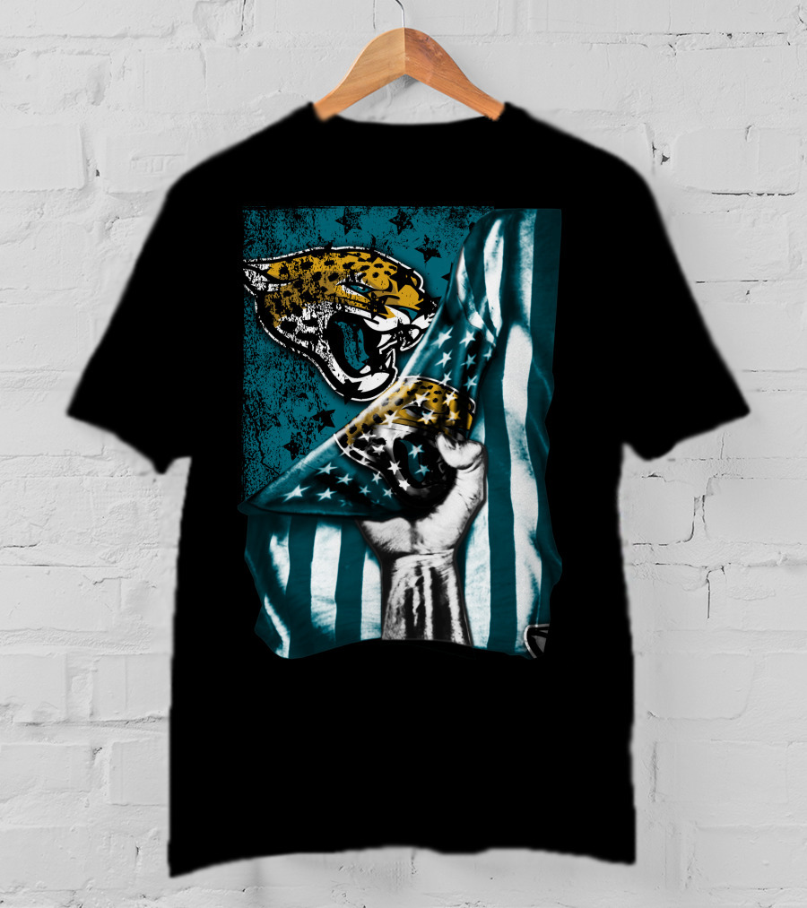 Jacksonville Jaguars Flag With Bold Jaguar Logo And Teal Stripes T-Shirt