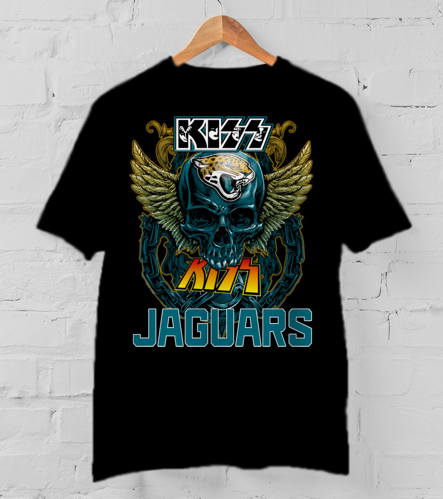 Kiss Jacksonville Jaguars Skull Wings T-Shirt