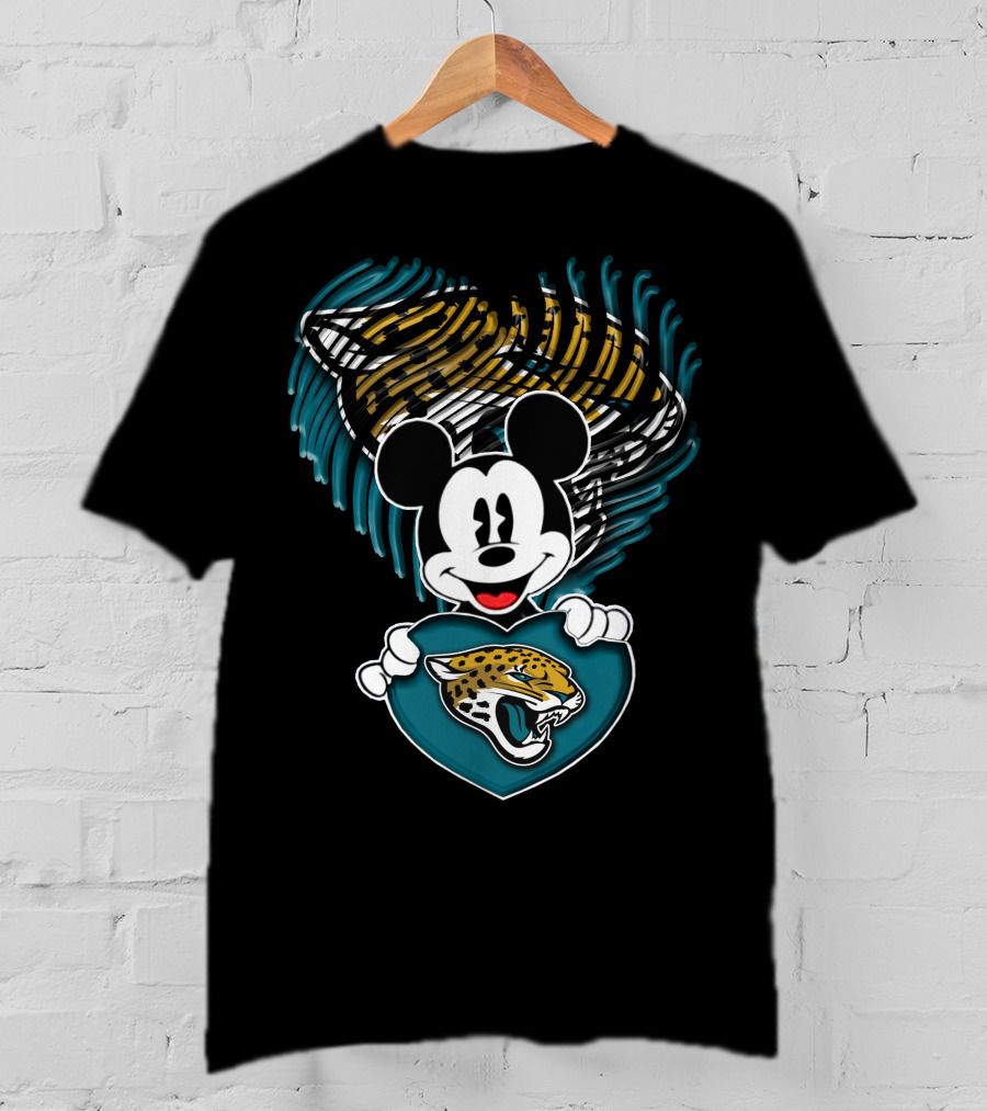 Mickey Mouse Jacksonville Jaguars Football Team Heart T-Shirt