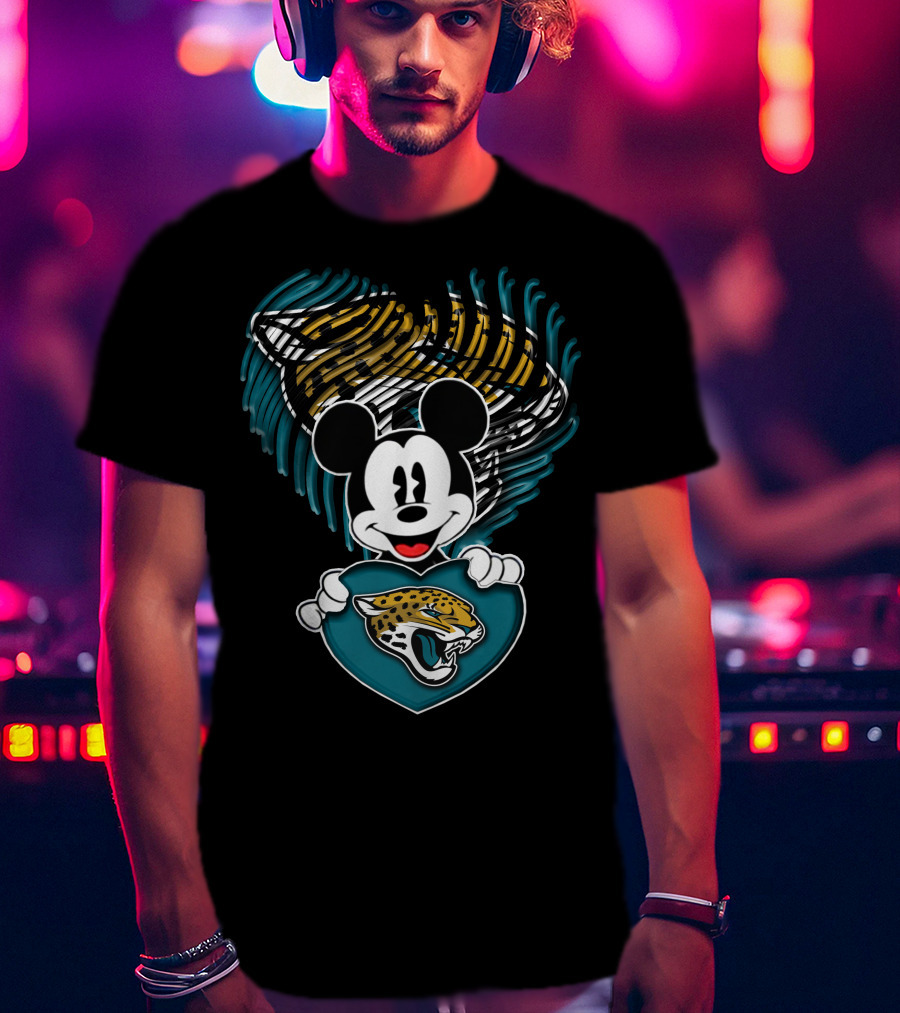 Mickey Mouse Jacksonville Jaguars Football Team Heart T-Shirt