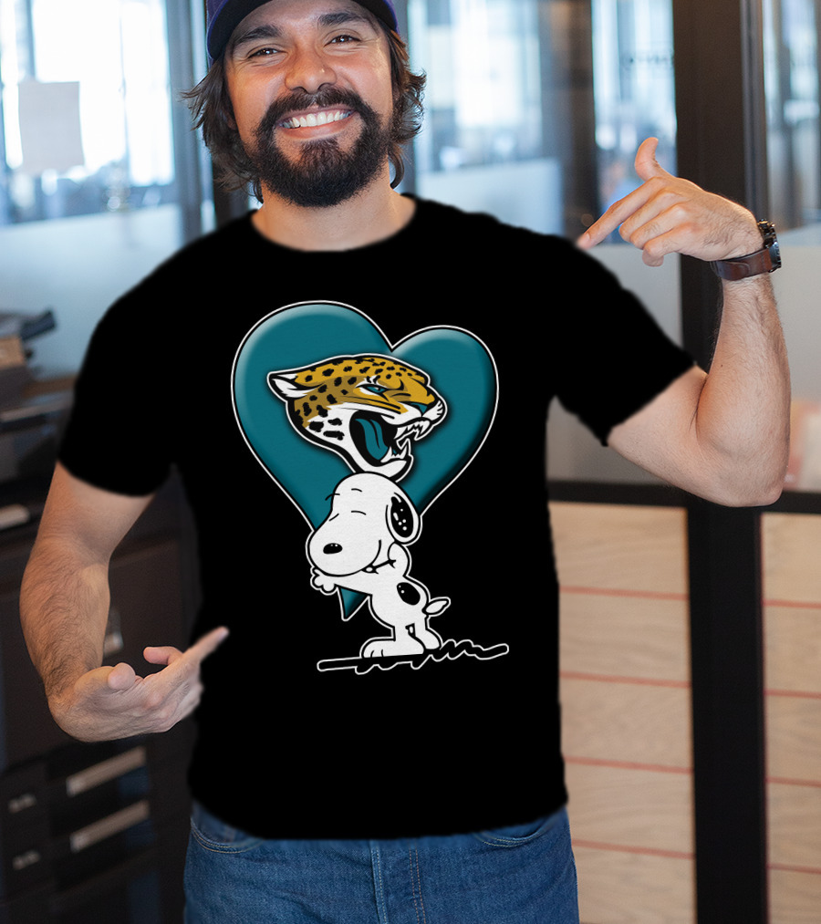 Snoopy Heart Embrace With Jacksonville Jaguars T-Shirt