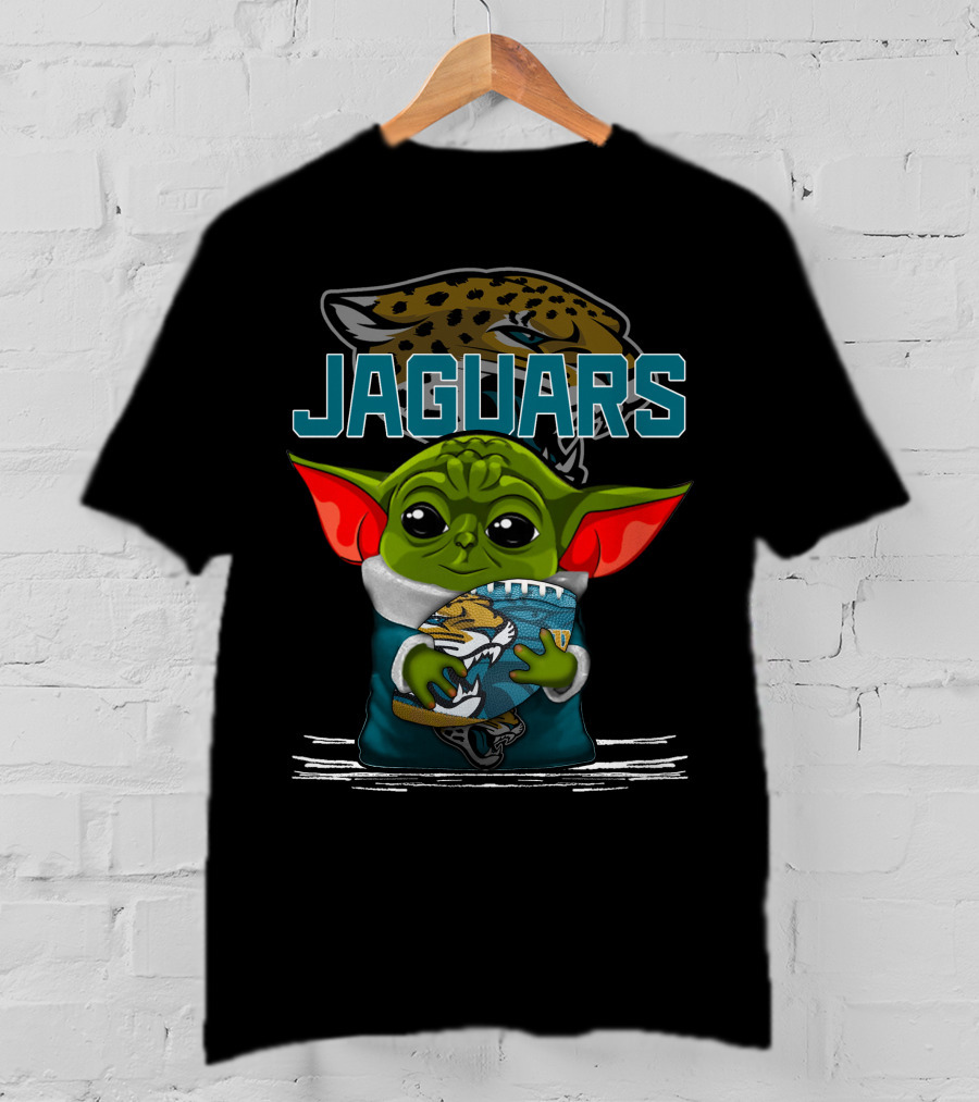 Jaguars Baby Yoda Holding Football Jacksonville Jaguars T-Shirt