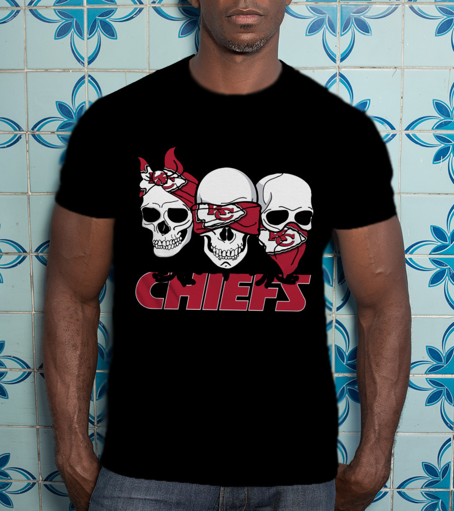 3 Skull Chiefs Kansas City Chiefs T-Shirt