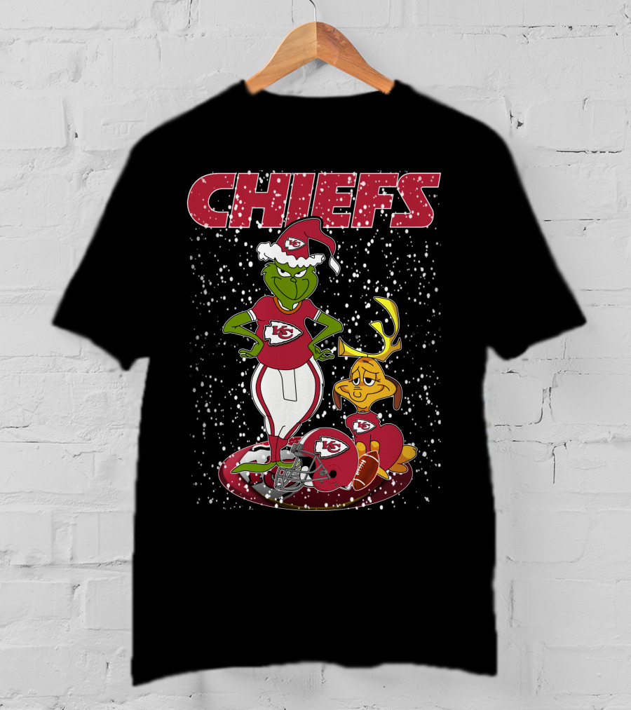 Grinch Chiefs Kansas City Christmas Snow Football T-Shirt