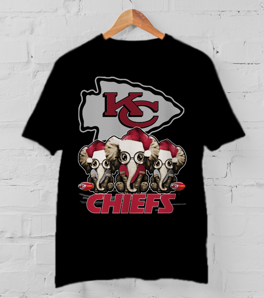 KC Chiefs Xmas Elephants Football Holiday Edition T-Shirt