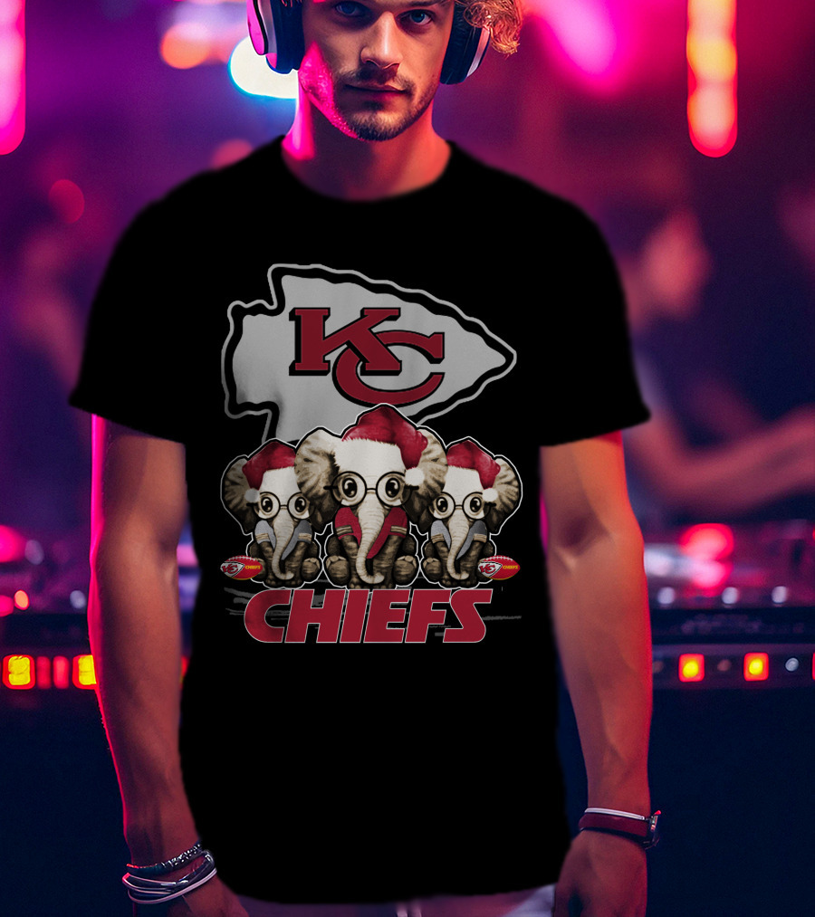 KC Chiefs Xmas Elephants Football Holiday Edition T-Shirt