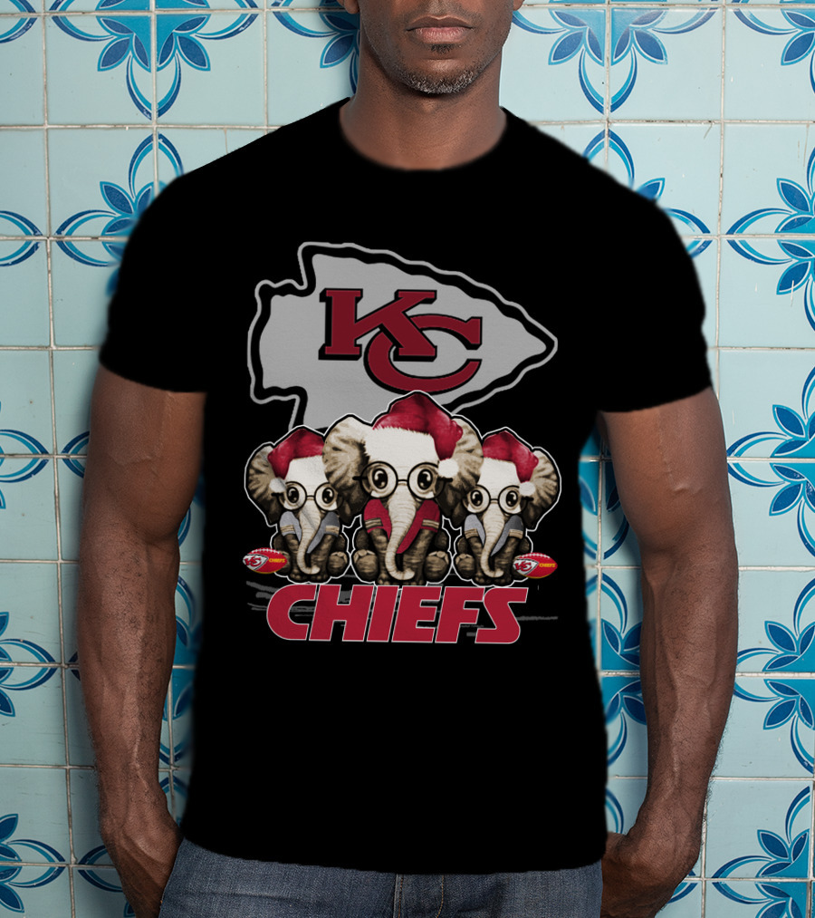 KC Chiefs Xmas Elephants Football Holiday Edition T-Shirt