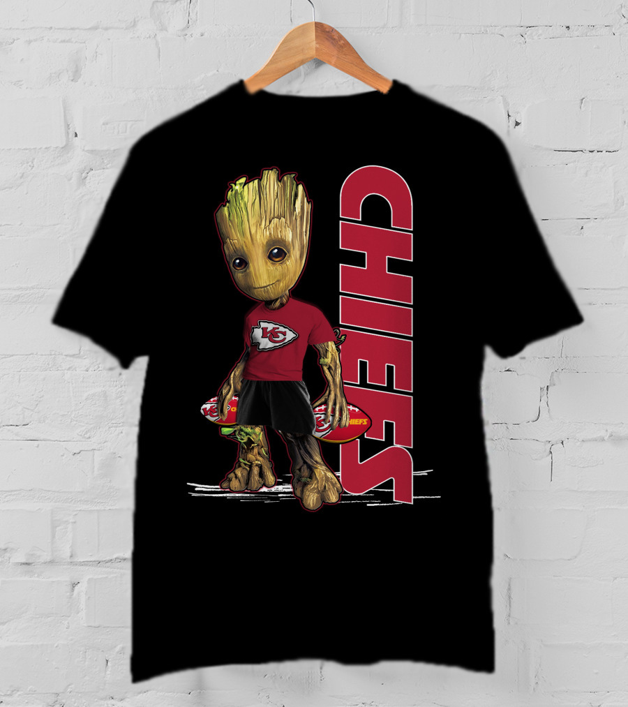 Groot Kansas City Chiefs NFL Fan Art With Chiefs T-Shirt