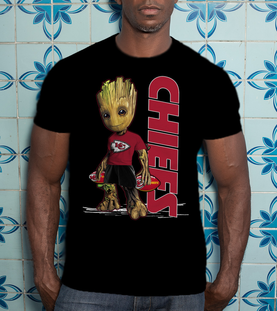 Groot Kansas City Chiefs NFL Fan Art With Chiefs T-Shirt