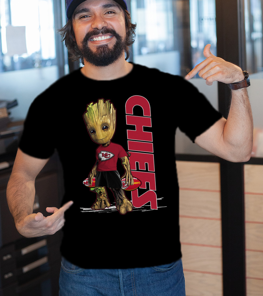 Groot Kansas City Chiefs NFL Fan Art With Chiefs T-Shirt