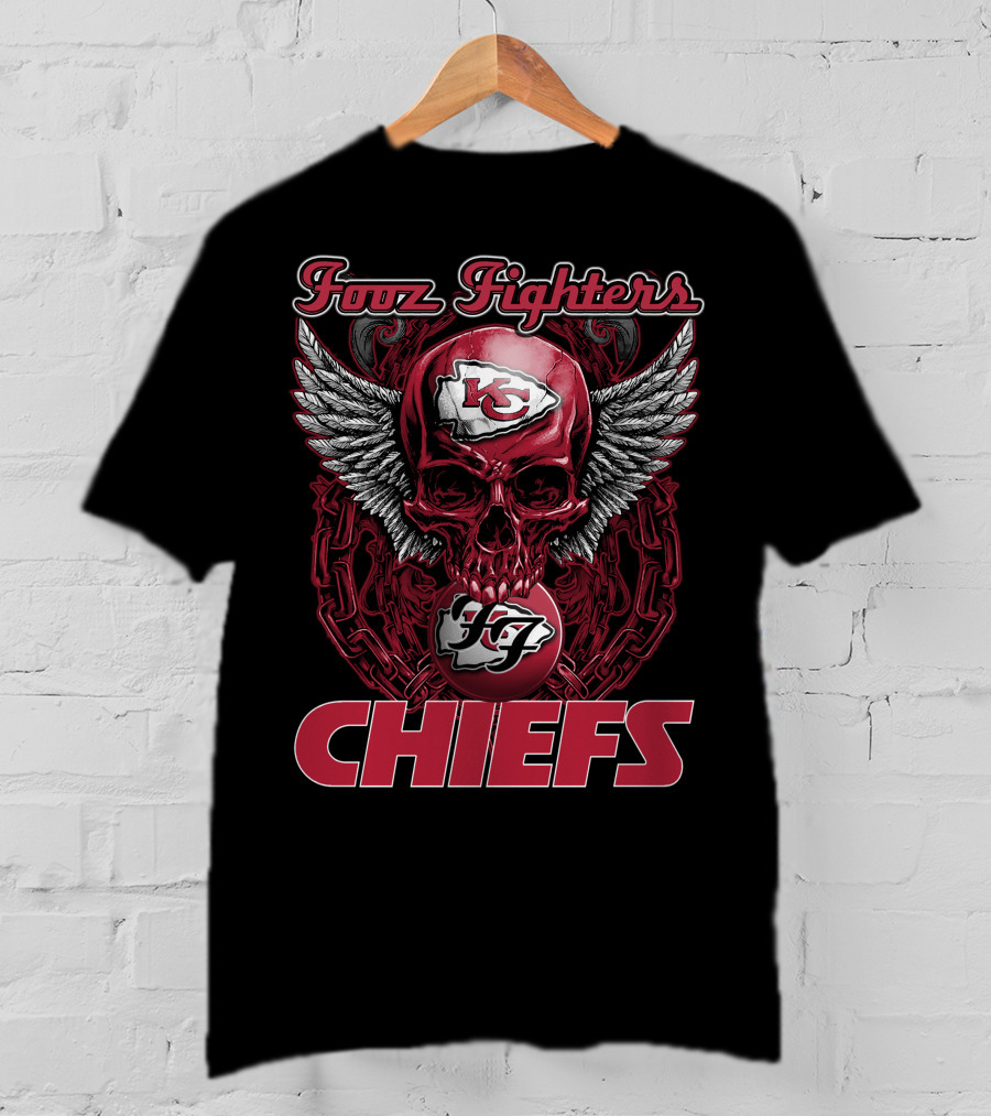 Foo Fighters Kansas City Chiefs Skull Wings T-Shirt