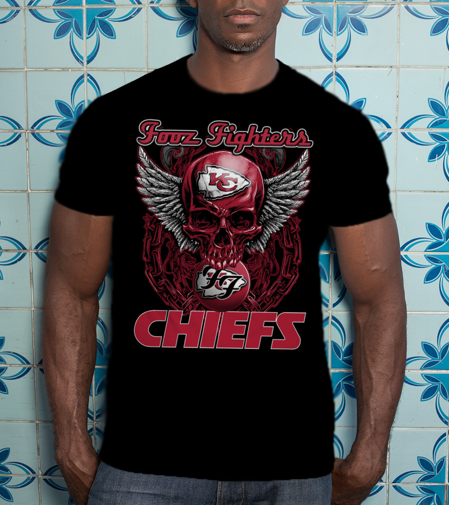 Foo Fighters Kansas City Chiefs Skull Wings T-Shirt