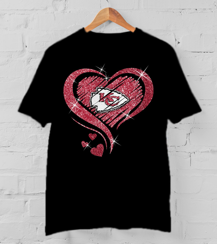 Kansas City Chiefs Heart Diamond Glitter T-Shirt
