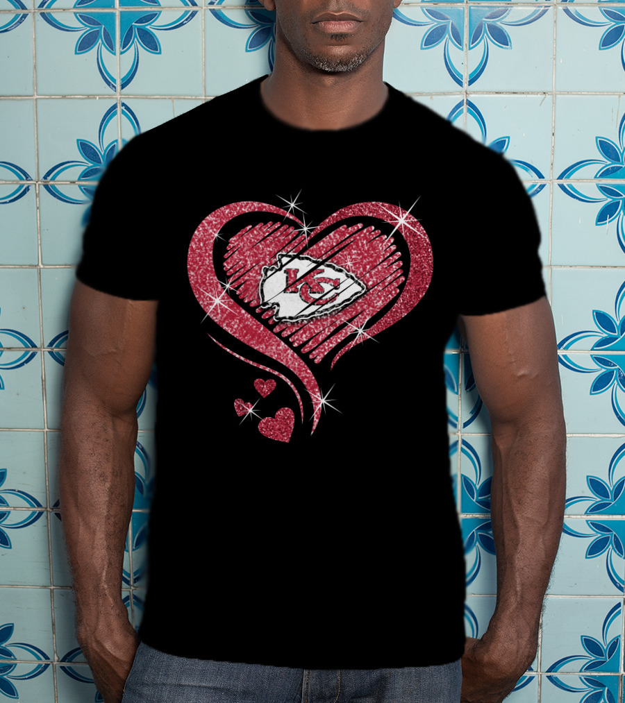 Kansas City Chiefs Heart Diamond Glitter T-Shirt