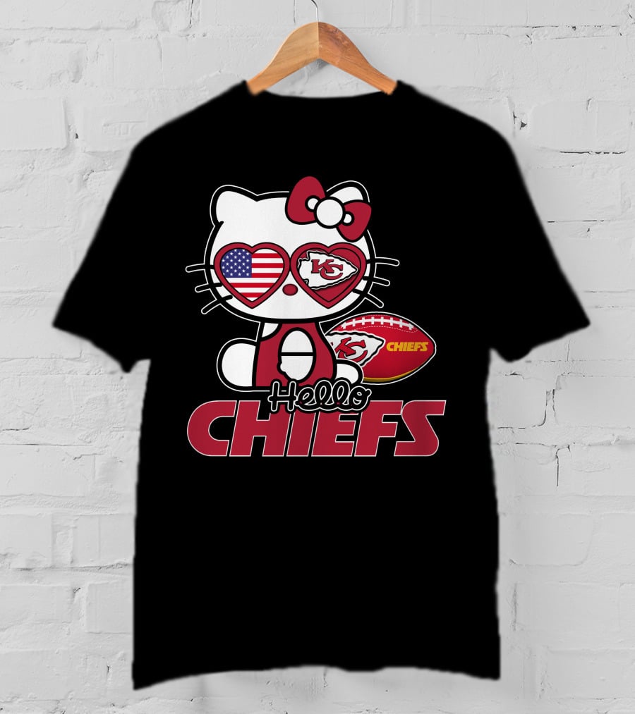 Hello Kitty Kansas City Chiefs American Flag Football Chiefs T-Shirt