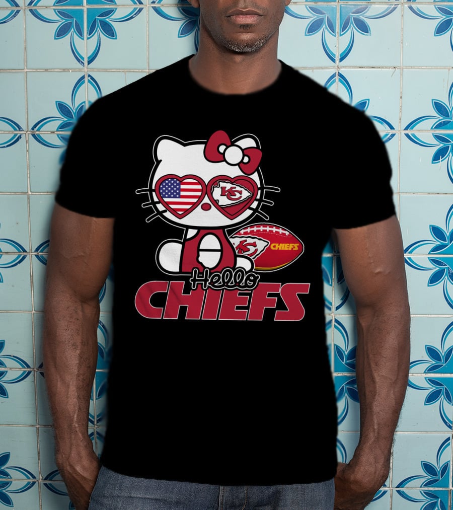 Hello Kitty Kansas City Chiefs American Flag Football Chiefs T-Shirt