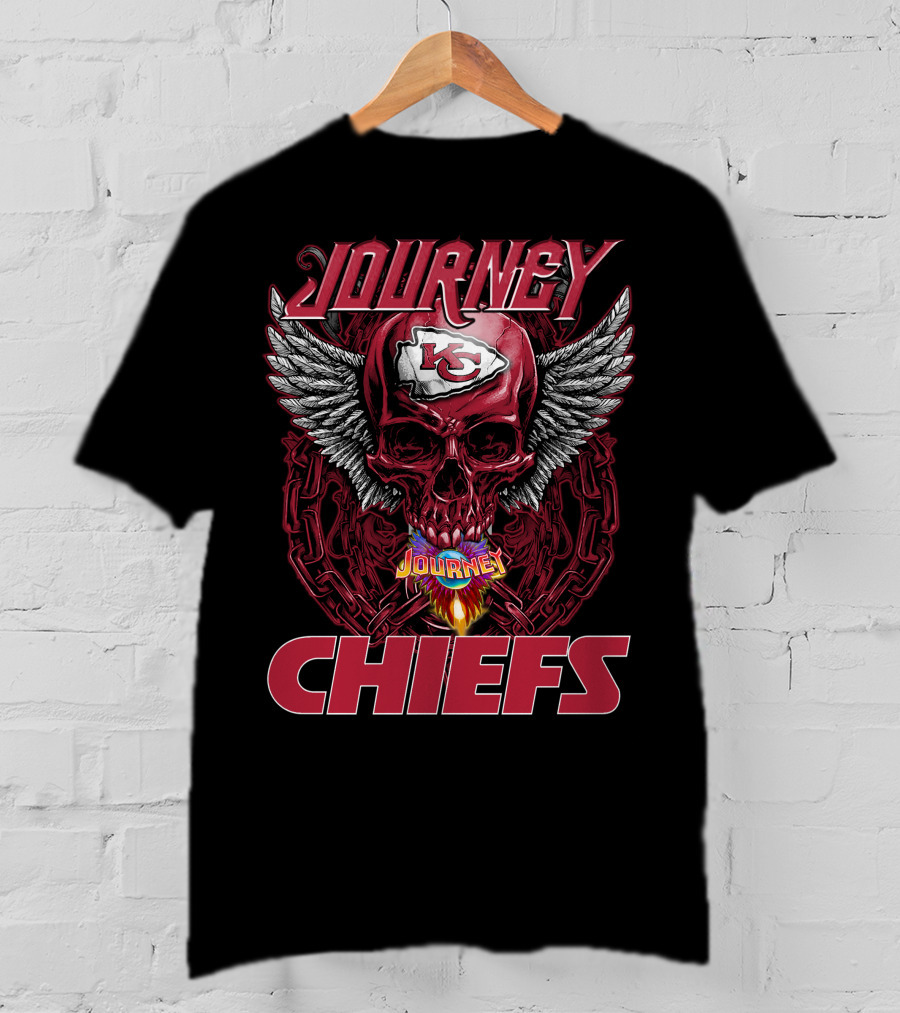Journey Kansas City Chiefs Skull Wings Flame T-Shirt