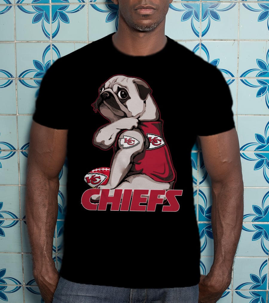 Pug KC Chiefs Football Fan Mascot T-Shirt