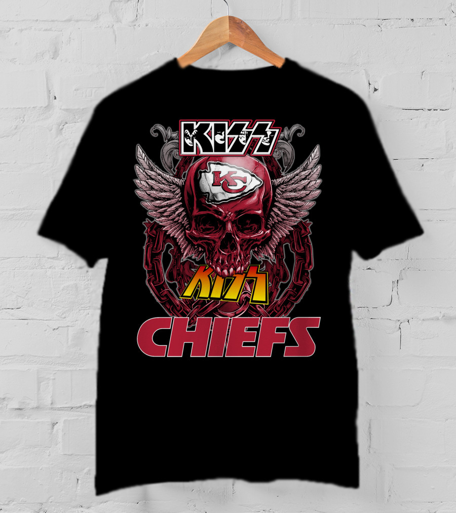 Kansas City Chiefs Nfl Skull Kiss Chiefs Logo Winged T-Shirt