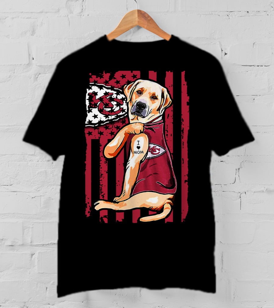 Labrador Retriever I Love Mom Kansas City Chiefs Fan T-Shirt