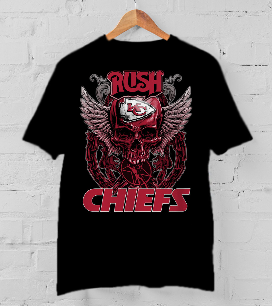 Rush Kansas City Chiefs Skull Wings T-Shirt