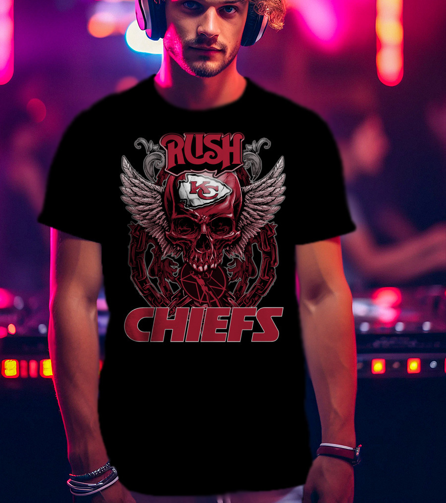 Rush Kansas City Chiefs Skull Wings T-Shirt