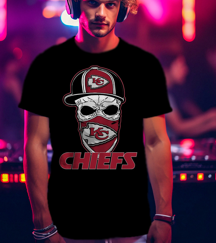 Chiefs Skull Kc Hat And Bandana Red T-Shirt