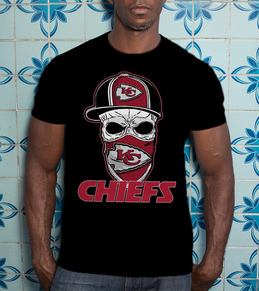 Chiefs Skull Kc Hat And Bandana Red T-Shirt