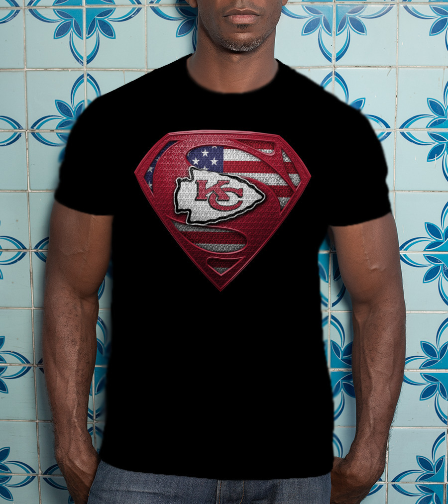 Kansas City Chiefs American Flag Superman T-Shirt