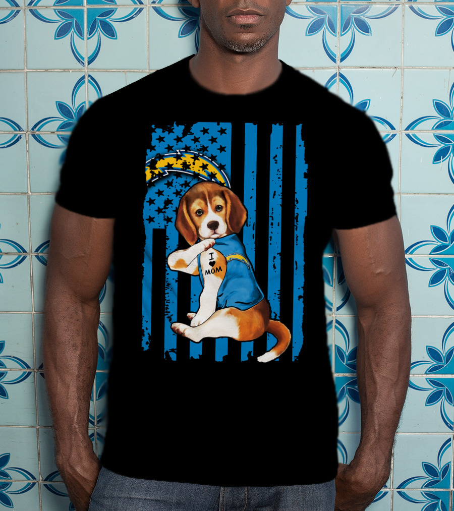 Beagle I Love Mom Los Angeles Chargers T-Shirt
