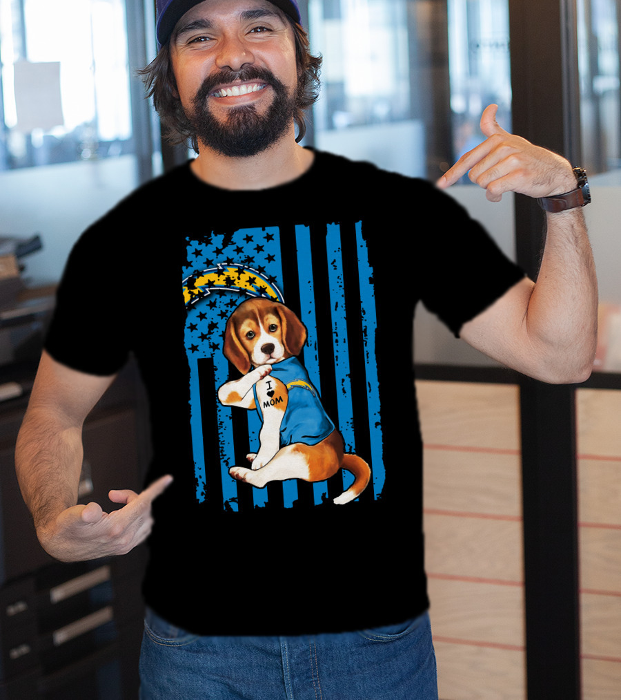 Beagle I Love Mom Los Angeles Chargers T-Shirt