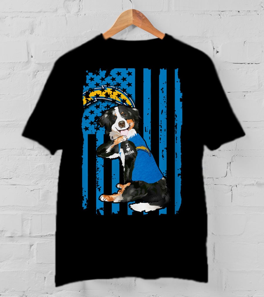 Border Collie I Love Mom Los Angeles Chargers T-Shirt