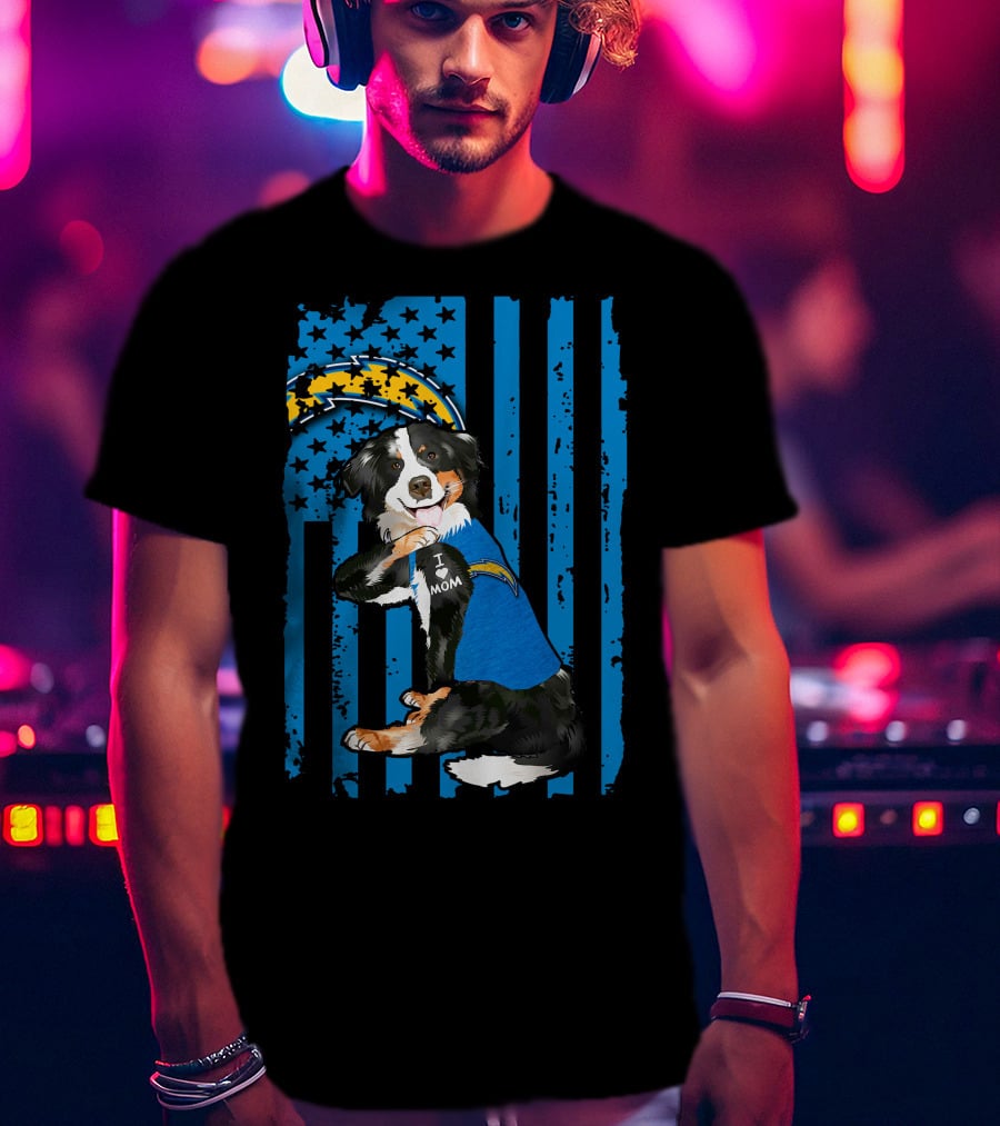 Border Collie I Love Mom Los Angeles Chargers T-Shirt