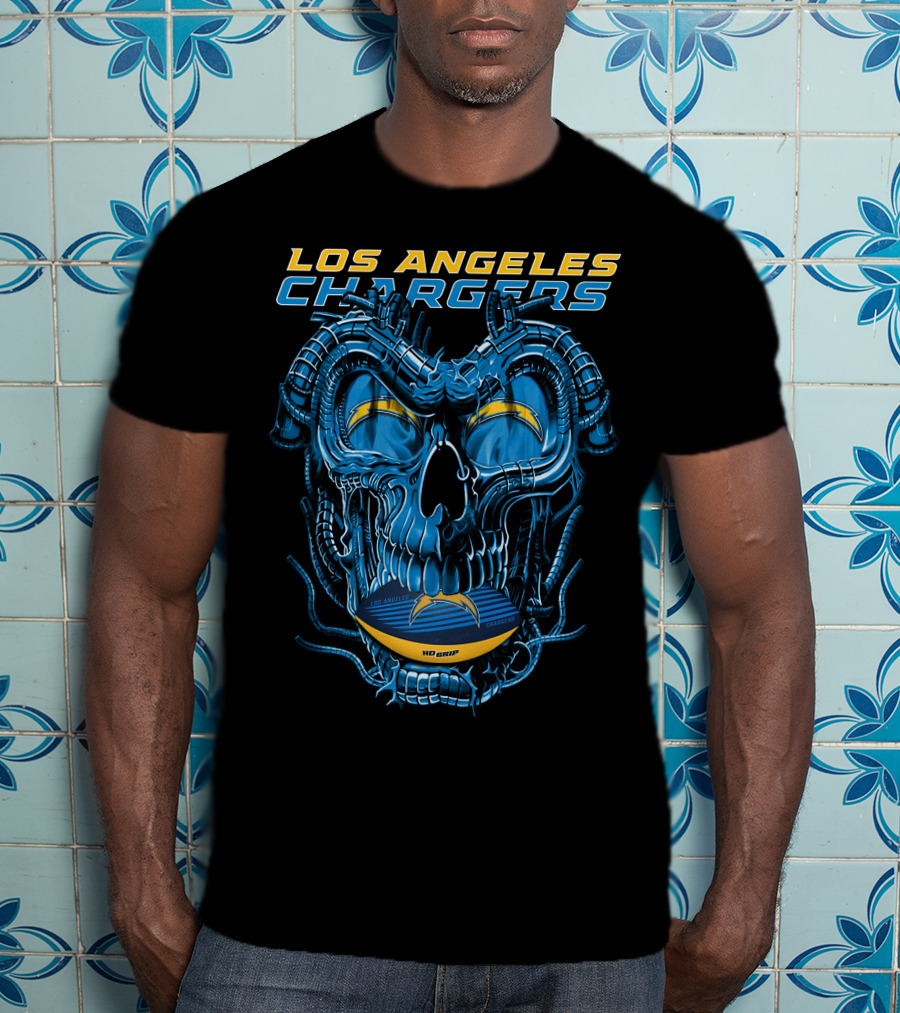 Los Angeles Chargers Dragonskull Official NFL Football T-Shirt