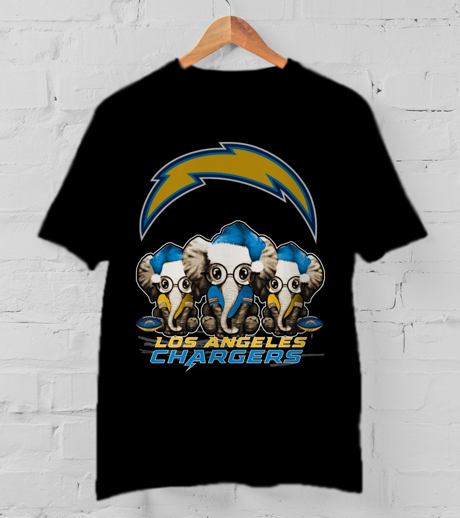 Los Angeles Chargers Elephants Christmas T-Shirt