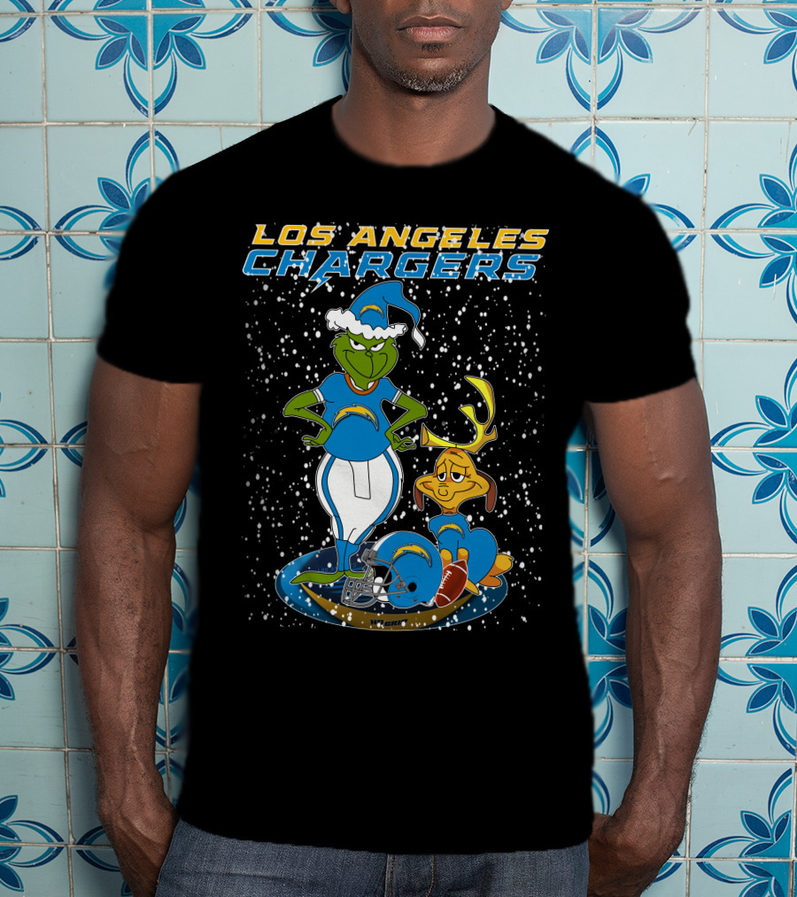 Los Angeles Chargers Grinchxmas Football Characters T-Shirt