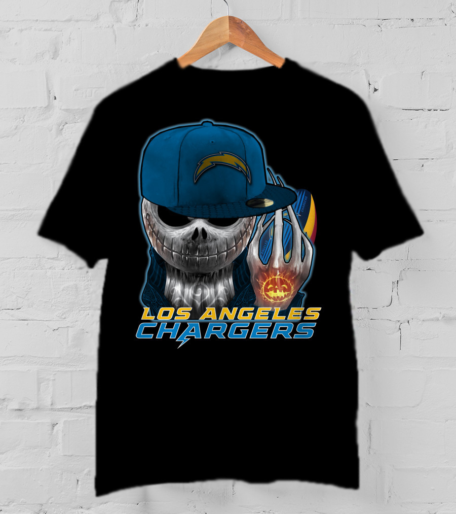 Jackskull Pumpkin Los Angeles Chargers T-Shirt