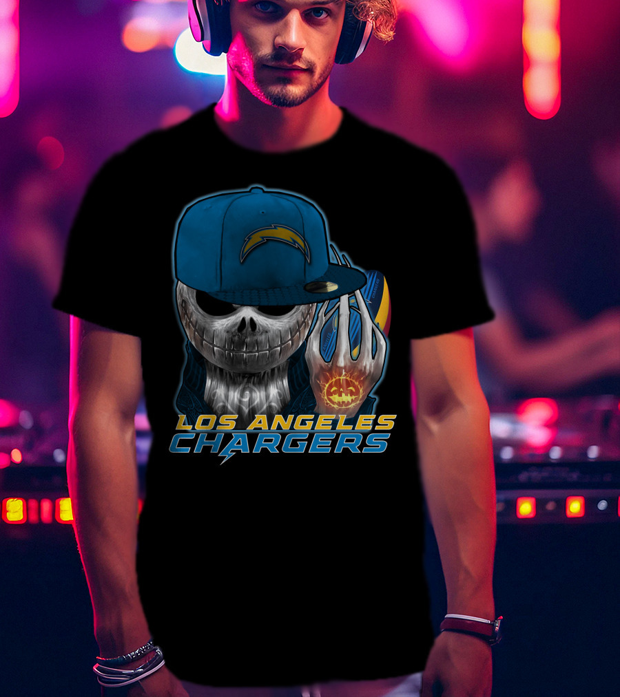 Jackskull Pumpkin Los Angeles Chargers T-Shirt